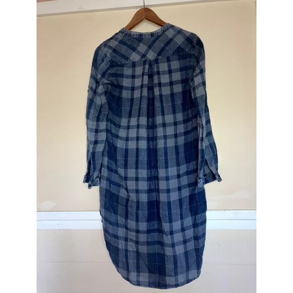 Anthropologie CLOTH & STONE Plaid Shirt Dress Size XS Blue SOFT COMFY TRAVEL - Picture 4 of 5